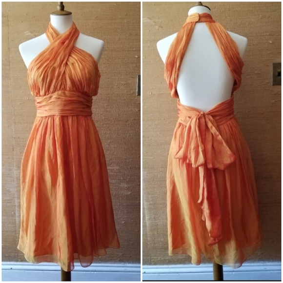 Badgley Mischka Dresses & Skirts - Badgley Mischka Silk Halter Neck Dress, Size 8